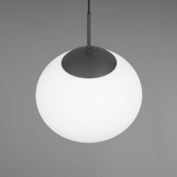 Fomento - Matt Black Pendant with White Oval Glass Ø 30 cm Fomento - Matt Black Pendant with White Oval Glass Ø 30 cm