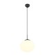 Trio-363100132 - Fomento - Matt Black Pendant with White Oval Glass