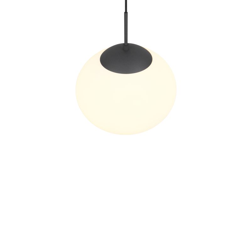 Trio-363100132 - Fomento - Matt Black Pendant with White Oval Glass