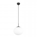 Fomento - Matt Black Pendant with White Oval Glass Ø 30 cm Fomento - Matt Black Pendant with White Oval Glass Ø 30 cm