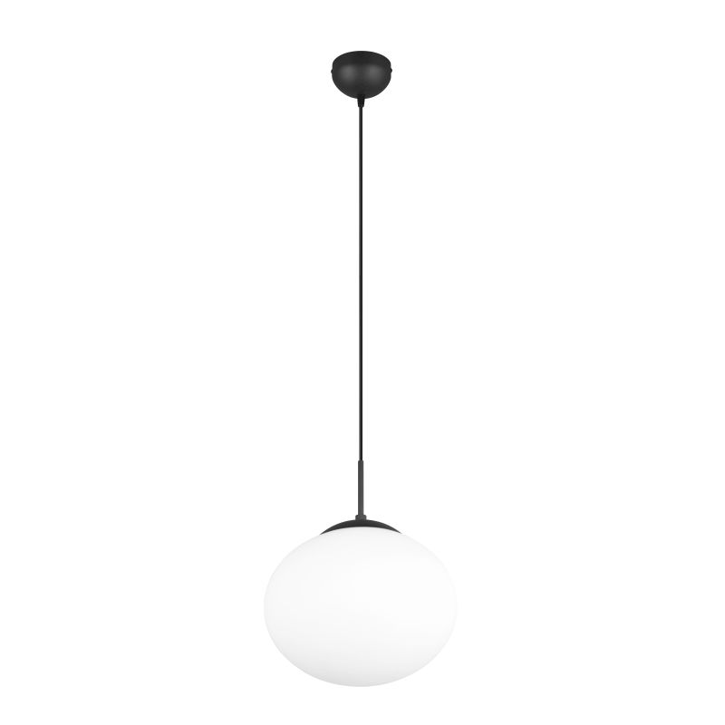 Trio-363100132 - Fomento - Matt Black Pendant with White Oval Glass