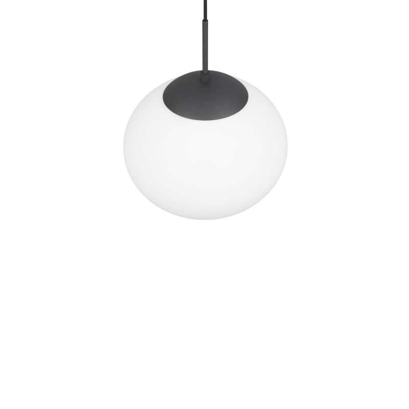 Trio-363100132 - Fomento - Matt Black Pendant with White Oval Glass