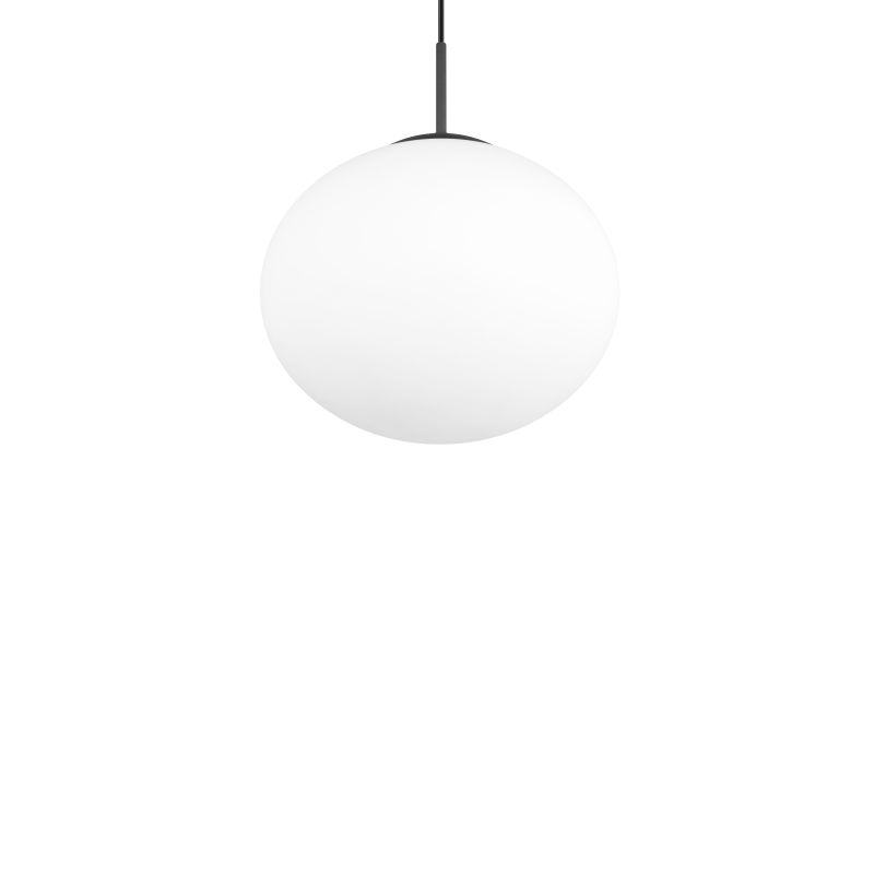 Trio-363100132 - Fomento - Matt Black Pendant with White Oval Glass