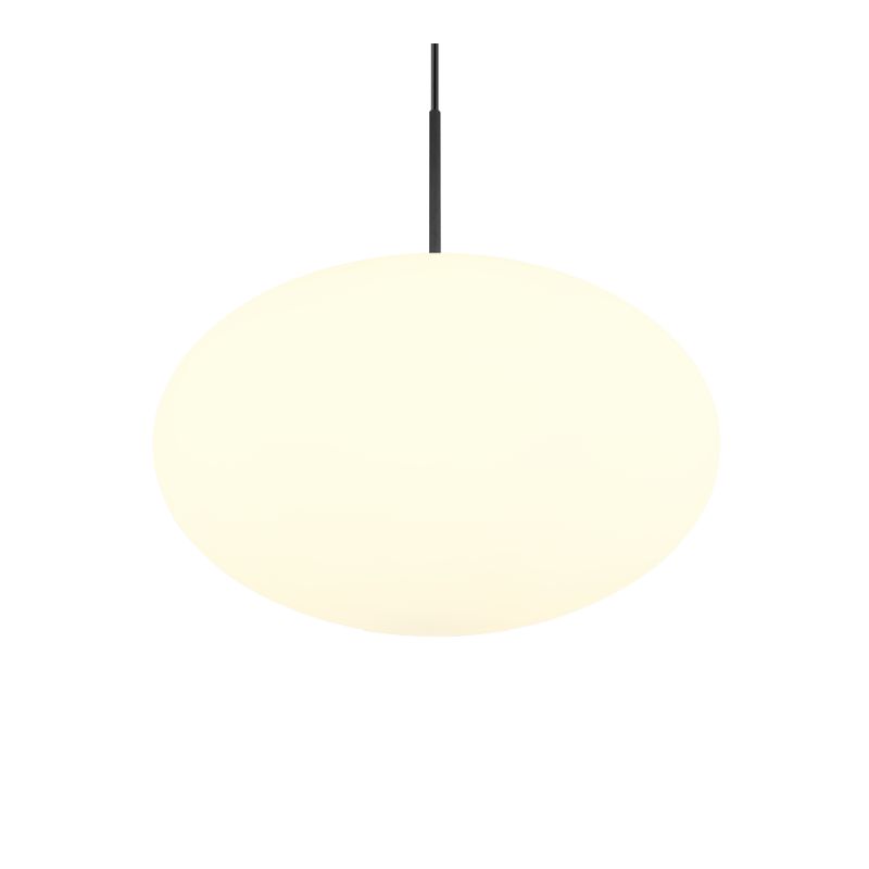 Trio-363190132 - Fomento - Matt Black Pendant with White Oval Glass Ø 40 cm