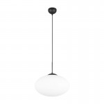 Fomento - Matt Black Pendant with White Oval Glass Ø 40 cm Fomento - Matt Black Pendant with White Oval Glass Ø 40 cm