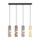 - Stream - Black 4 Light over Island Fitting with Multicolour Shades Trio-364000417 - Stream - Black 4 Light over Island Fitting with Multicolour Shades
