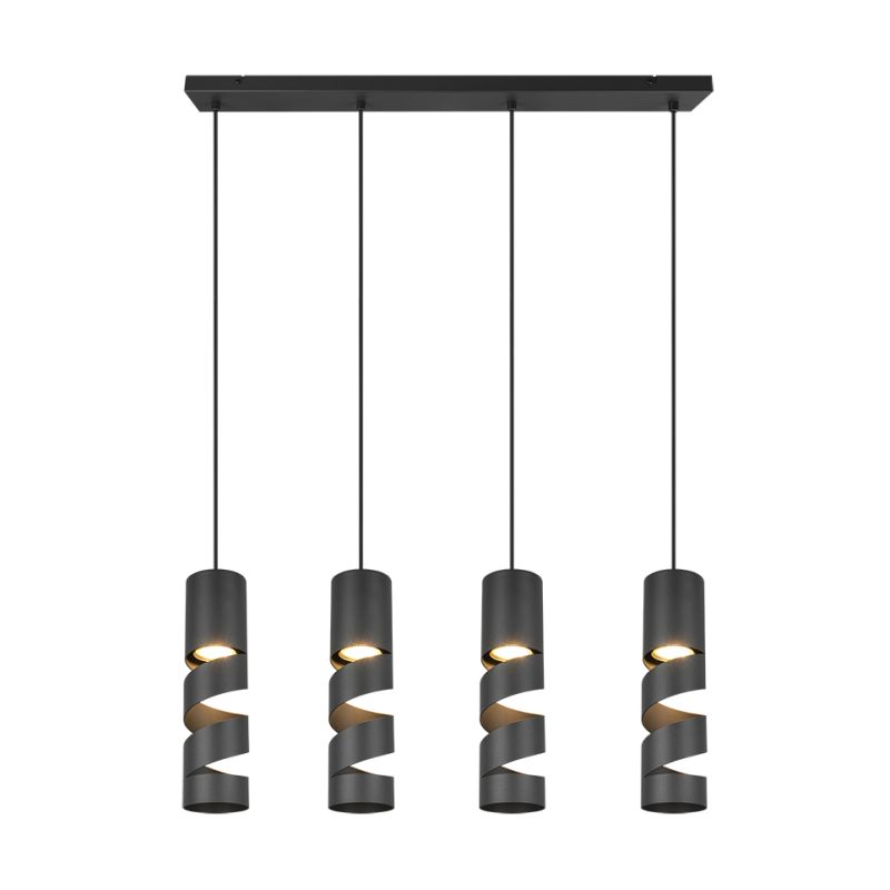 - Stream - Matt Black 4 Light over Island Fitting Trio-364000432 - Stream - Matt Black 4 Light over Island Fitting