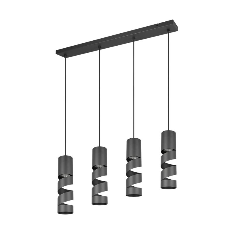 - Stream - Matt Black 4 Light over Island Fitting Trio-364000432 - Stream - Matt Black 4 Light over Island Fitting