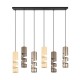 - Stream - Black 6 Light over Island Fitting with Multicolour Shades Trio-364000617 - Stream - Black 6 Light over Island Fitting with Multicolour Shades