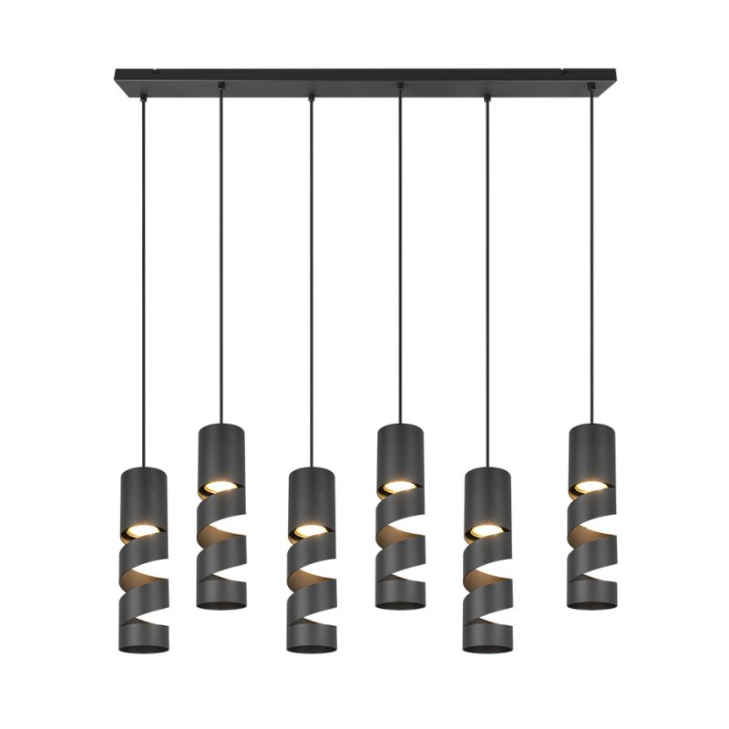 - Stream - Matt Black 6 Light over Island Fitting Trio-364000632 - Stream - Matt Black 6 Light over Island Fitting
