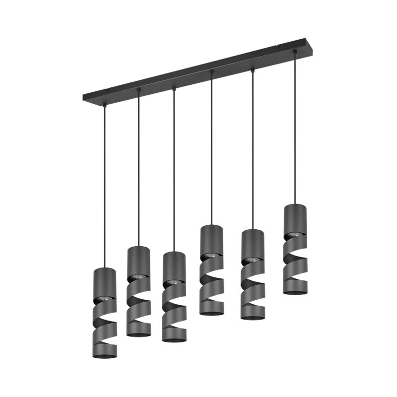 - Stream - Matt Black 6 Light over Island Fitting Trio-364000632 - Stream - Matt Black 6 Light over Island Fitting
