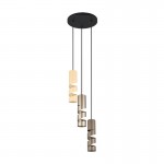 Stream - Black 3 Light Cluster Pendant with Multicolour Shades Stream - Black 3 Light Cluster Pendant with Multicolour Shades