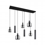 Mataro - Matt Black 8 Light over Island Fitting with Mirrored Smoked Glass Mataro - Matt Black 8 Light over Island Fitting with Mirrored Smoked Glass