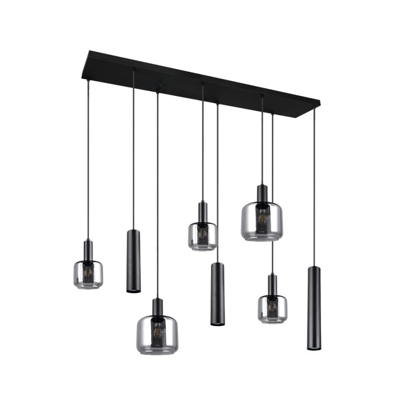 - Mataro - Matt Black 8 Light over Island Fitting with Mirrored Smoked Glass Trio-364100832 - Mataro - Matt Black 8 Light over Island Fitting with Mirrored Smoked Glass