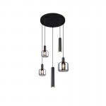 Mataro - Matt Black 5 Light Cluster Pendant with Mirrored Smoked Glass Mataro - Matt Black 5 Light Cluster Pendant with Mirrored Smoked Glass