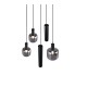 Trio-364130532 - Mataro - Matt Black 5 Light Cluster Pendant with Mirrored Smoked Glass