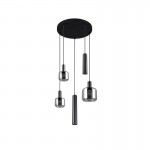 Mataro - Matt Black 5 Light Cluster Pendant with Mirrored Smoked Glass Mataro - Matt Black 5 Light Cluster Pendant with Mirrored Smoked Glass