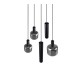 Trio-364130532 - Mataro - Matt Black 5 Light Cluster Pendant with Mirrored Smoked Glass