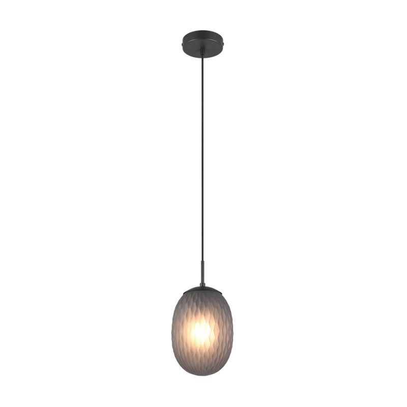 - Facette - Matt Black Pendant with Decorative Smoked Glass Trio-364200154 - Facette - Matt Black Pendant with Decorative Smoked Glass