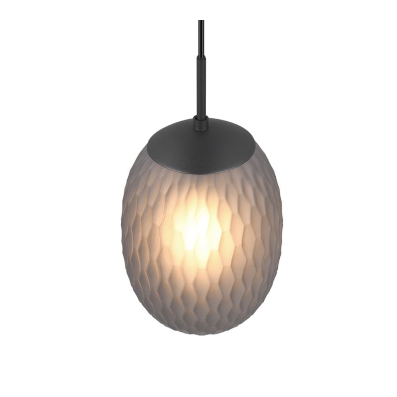- Facette - Matt Black Pendant with Decorative Smoked Glass Trio-364200154 - Facette - Matt Black Pendant with Decorative Smoked Glass