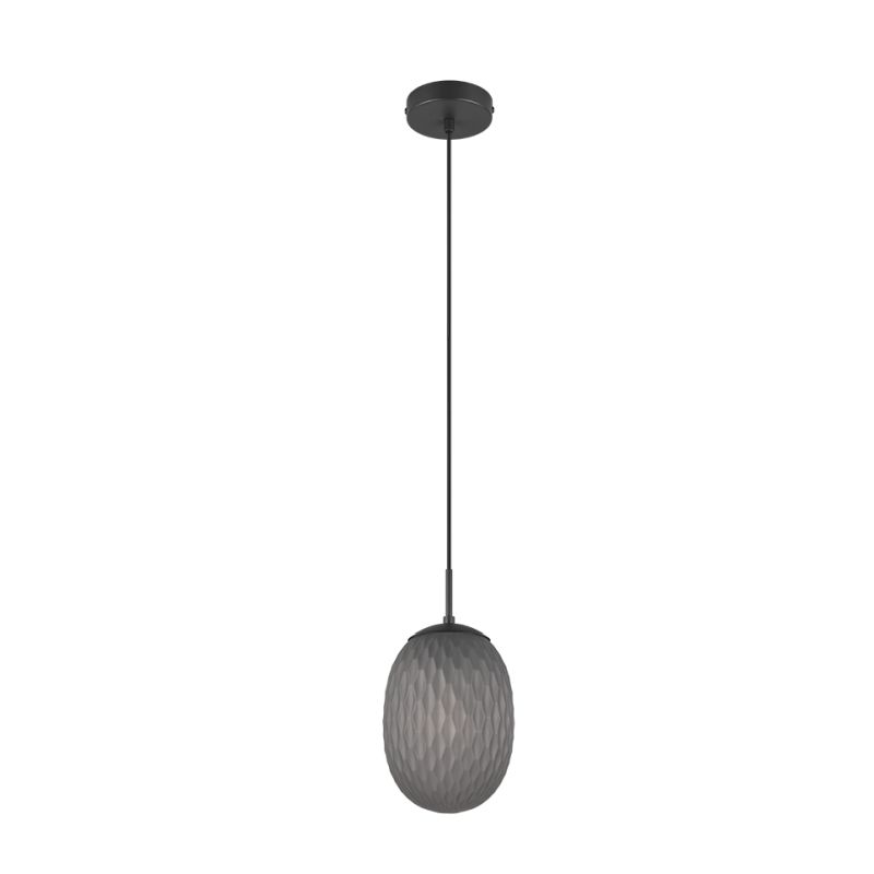 - Facette - Matt Black Pendant with Decorative Smoked Glass Trio-364200154 - Facette - Matt Black Pendant with Decorative Smoked Glass