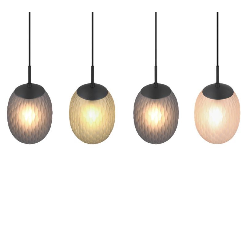 - Facette - Matt Black 4 Light over Island Fitting with Decorative Multicolour Glass Trio-364200417 - Facette - Matt Black 4 Light over Island Fitting with Decorative Multicolour Glass
