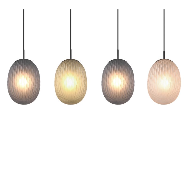 - Facette - Matt Black 4 Light over Island Fitting with Decorative Multicolour Glass Trio-364200417 - Facette - Matt Black 4 Light over Island Fitting with Decorative Multicolour Glass