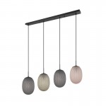 Facette - Matt Black 4 Light over Island Fitting with Decorative Multicolour Glass Facette - Matt Black 4 Light over Island Fitting with Decorative Multicolour Glass