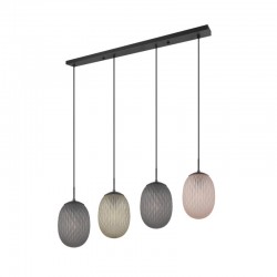 Facette - Matt Black 4 Light over Island Fitting with Decorative Multicolour Glass Facette - Matt Black 4 Light over Island Fitting with Decorative Multicolour Glass