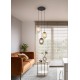 - Facette - Matt Black 3 Light Cluster Pendant with Decorative Multicolour Glass Trio-364230317 - Facette - Matt Black 3 Light Cluster Pendant with Decorative Multicolour Glass