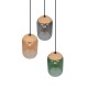 Trio-364630317 - Cork - Black 3 Light Cluster Pendant with Multicolour Glass & Cork