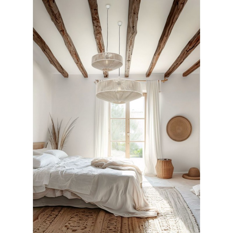 - Svea - Beige Pendant with Fawn Cotton Shade Trio-364700144 - Svea - Beige Pendant with Fawn Cotton Shade