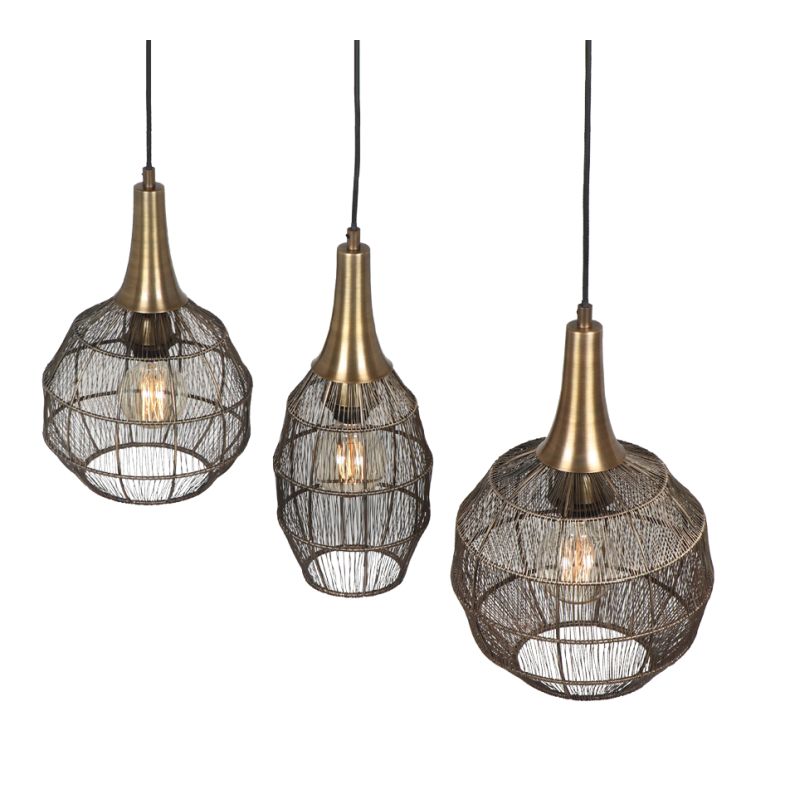- Soraya - Old Brass 3 Light Mesh over Island Fitting Trio-365400304 - Soraya - Old Brass 3 Light Mesh over Island Fitting
