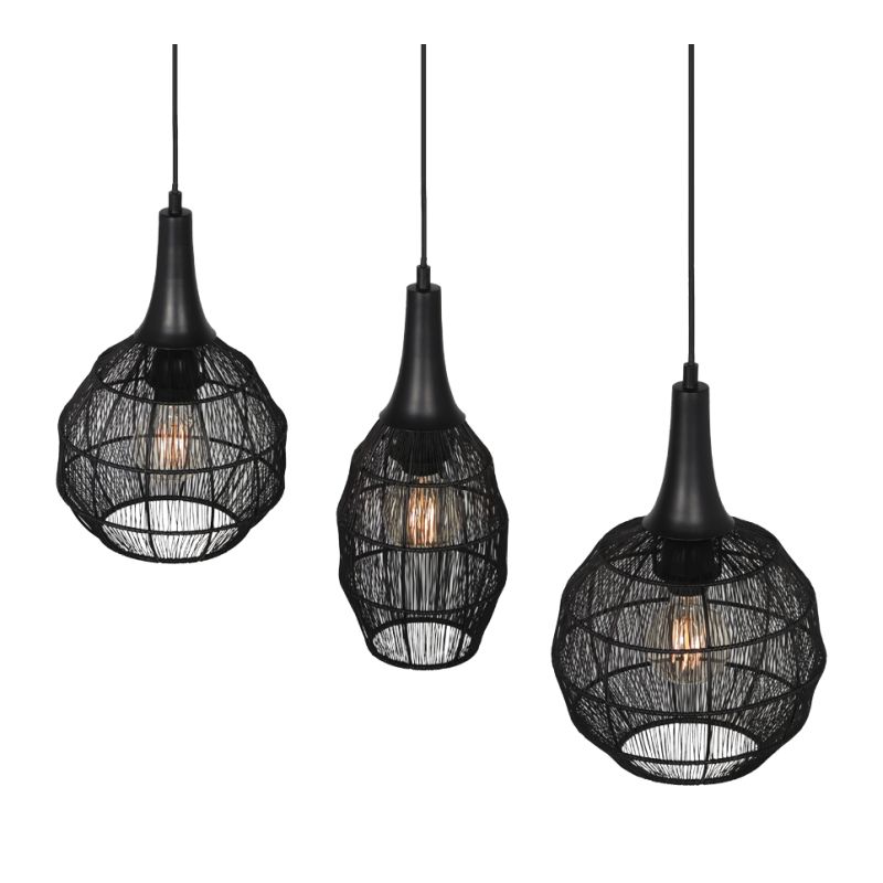 - Soraya - Matt Black 3 Light Mesh over Island Fitting Trio-365400332 - Soraya - Matt Black 3 Light Mesh over Island Fitting