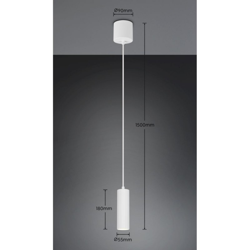 Trio-367700131 - Soka - Matt White Ribbed Pendant