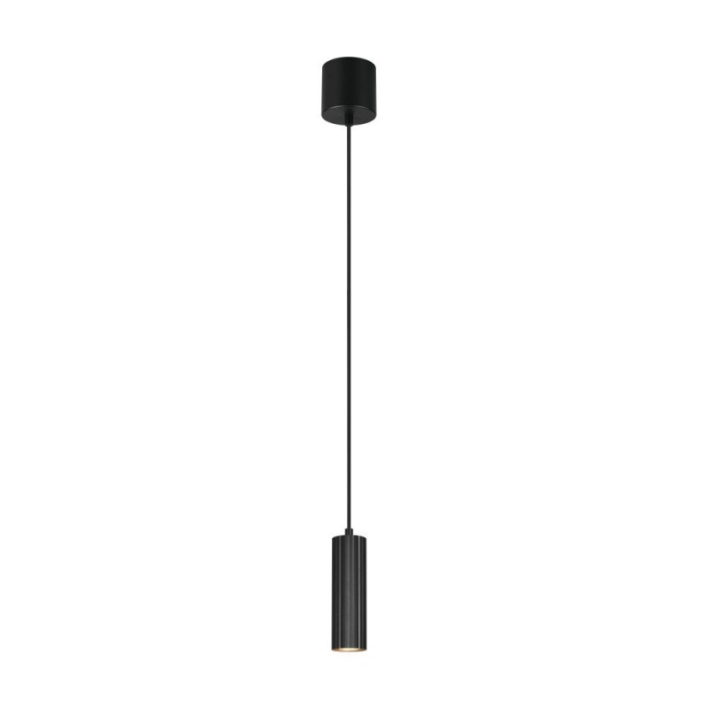 Trio-367700132 - Soka - Matt Black Ribbed Pendant