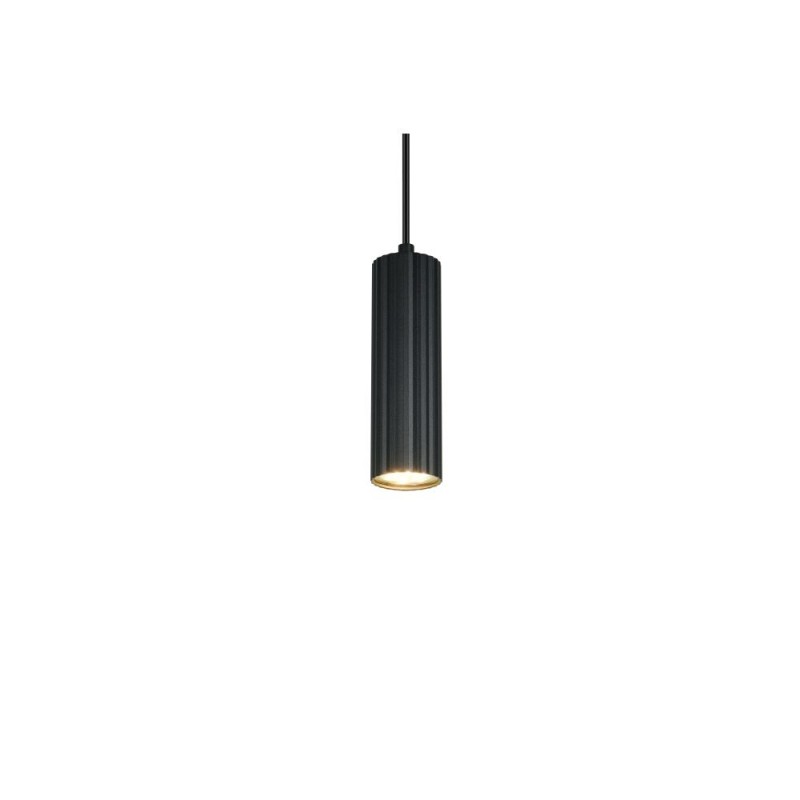 Trio-367700132 - Soka - Matt Black Ribbed Pendant