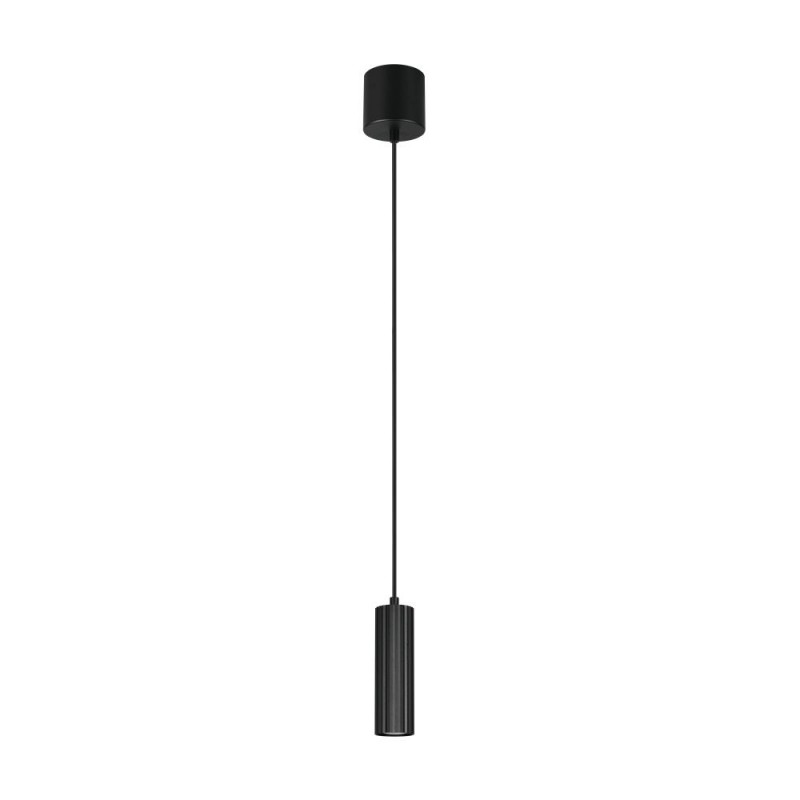 Trio-367700132 - Soka - Matt Black Ribbed Pendant