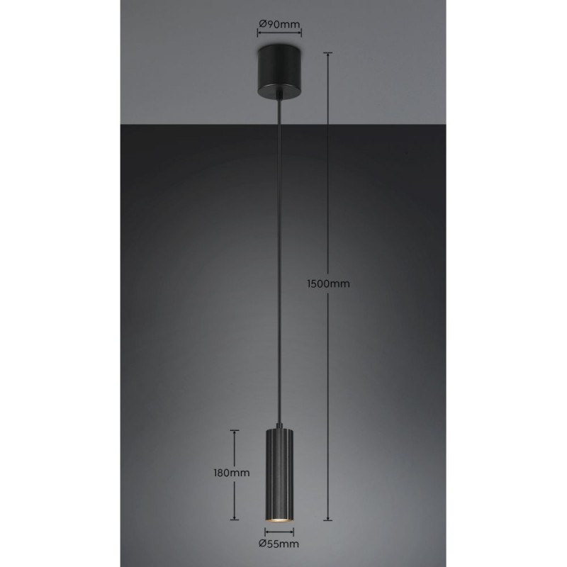 Trio-367700132 - Soka - Matt Black Ribbed Pendant
