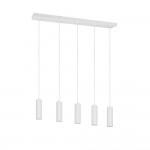 Soka - Matt White Ribbed 5 Light over Island Fitting