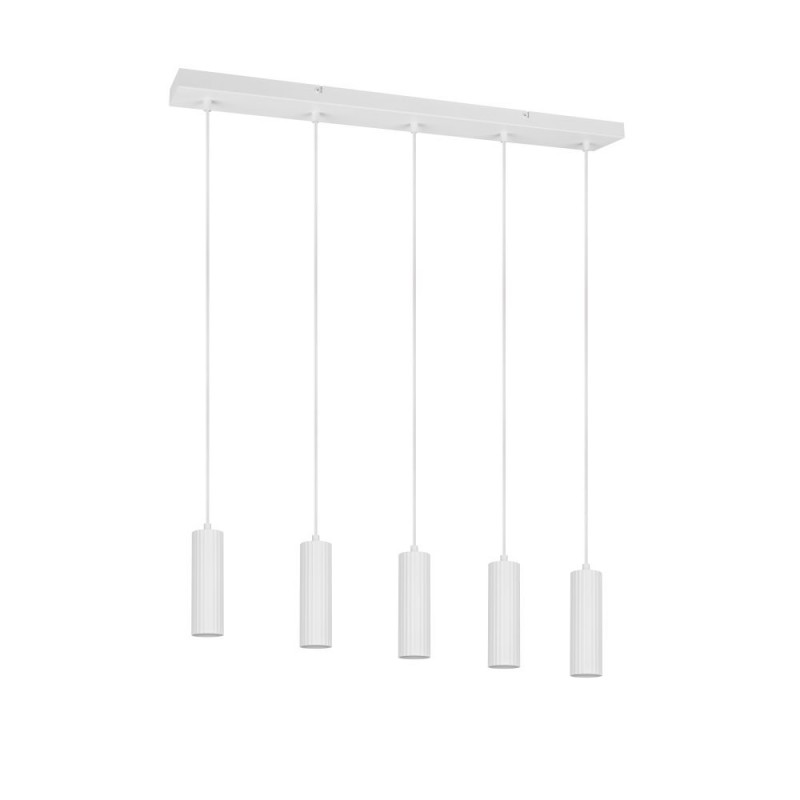 Trio-367700531 - Soka - Matt White Ribbed 5 Light over Island Fitting