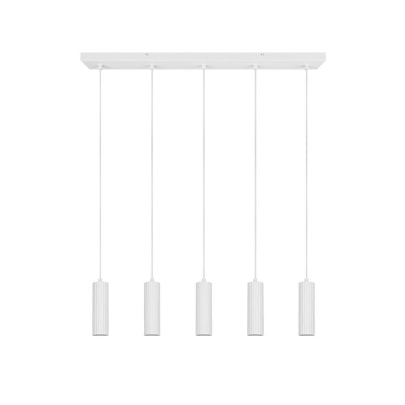 Trio-367700531 - Soka - Matt White Ribbed 5 Light over Island Fitting