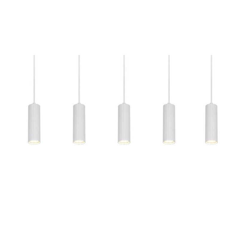 Trio-367700531 - Soka - Matt White Ribbed 5 Light over Island Fitting