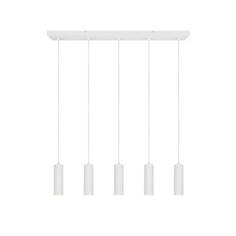 Trio-367700531 - Soka - Matt White Ribbed 5 Light over Island Fitting