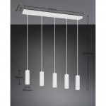 Soka - Matt White Ribbed 5 Light over Island Fitting