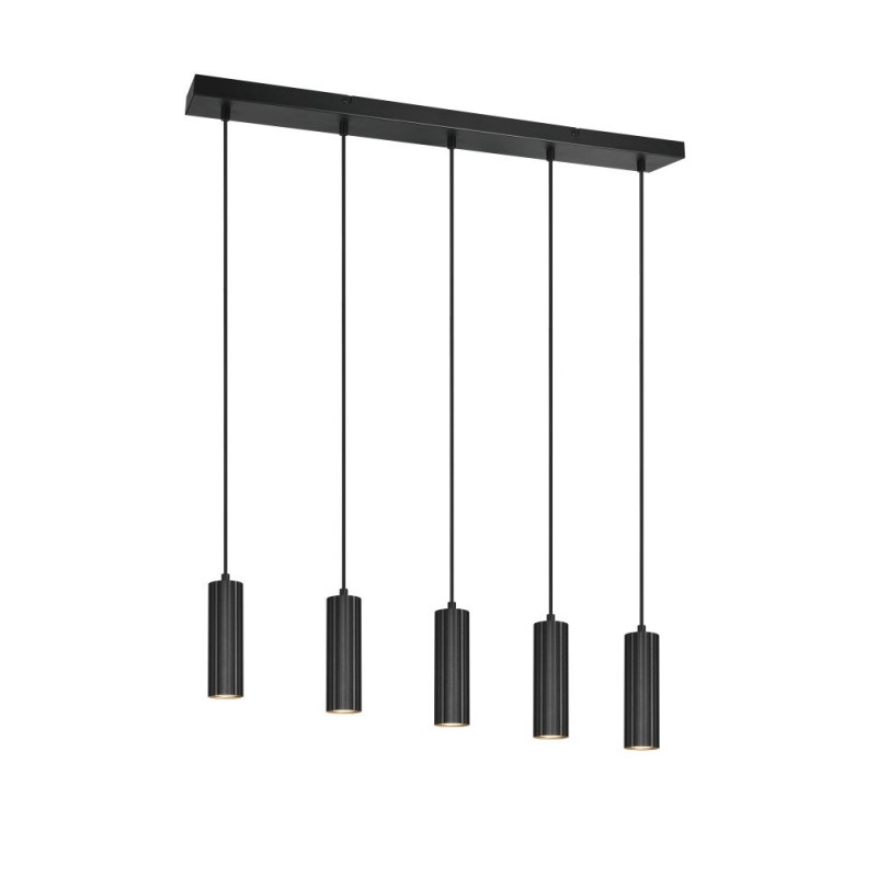 Trio-367700532 - Soka - Matt Black Ribbed 5 Light over Island Fitting