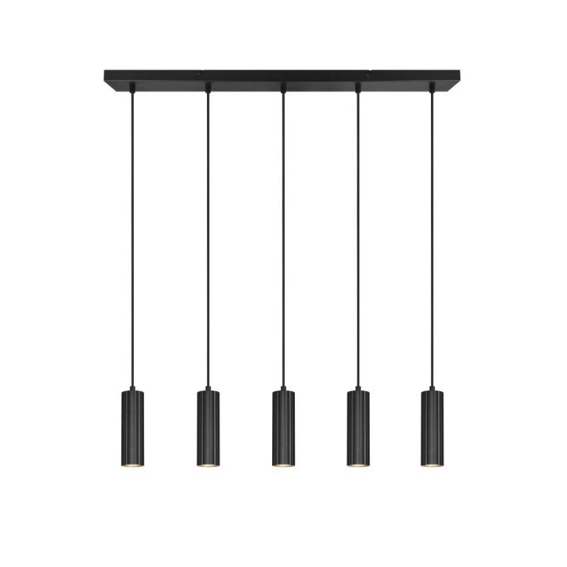 Trio-367700532 - Soka - Matt Black Ribbed 5 Light over Island Fitting