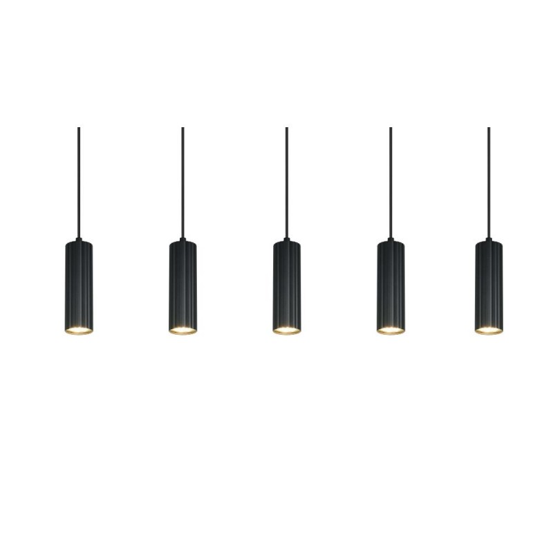 Trio-367700532 - Soka - Matt Black Ribbed 5 Light over Island Fitting