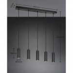Soka - Matt Black Ribbed 5 Light over Island Fitting
