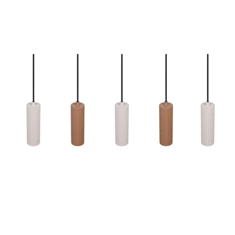 Trio-367700565 - Soka - Coffee & Warm Grey Ribbed 5 Light over Island Fitting